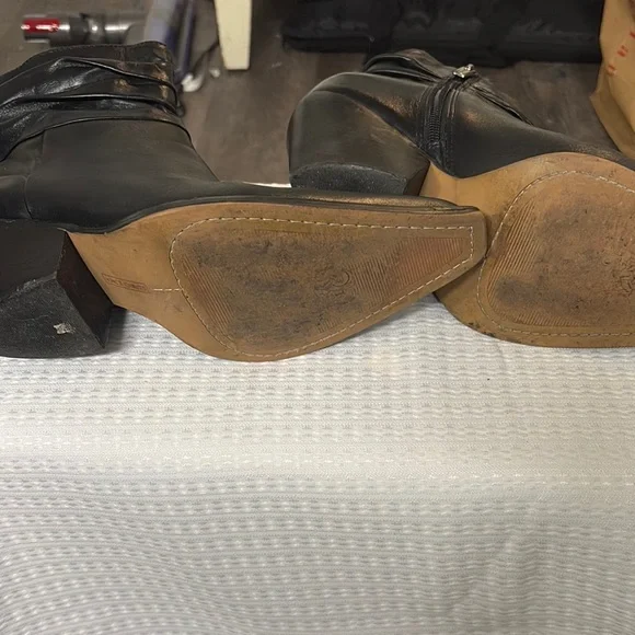 Black Leather Ankle Boots - Picture 2 of 4